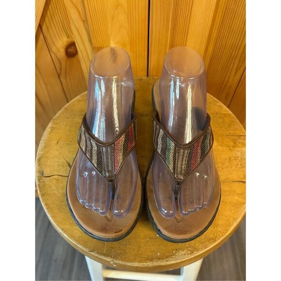 BOC Zeva Flip Flops Flat Sandals Women 8M Multi-Colored Straps Brown Shoe - Picture 2 of 8